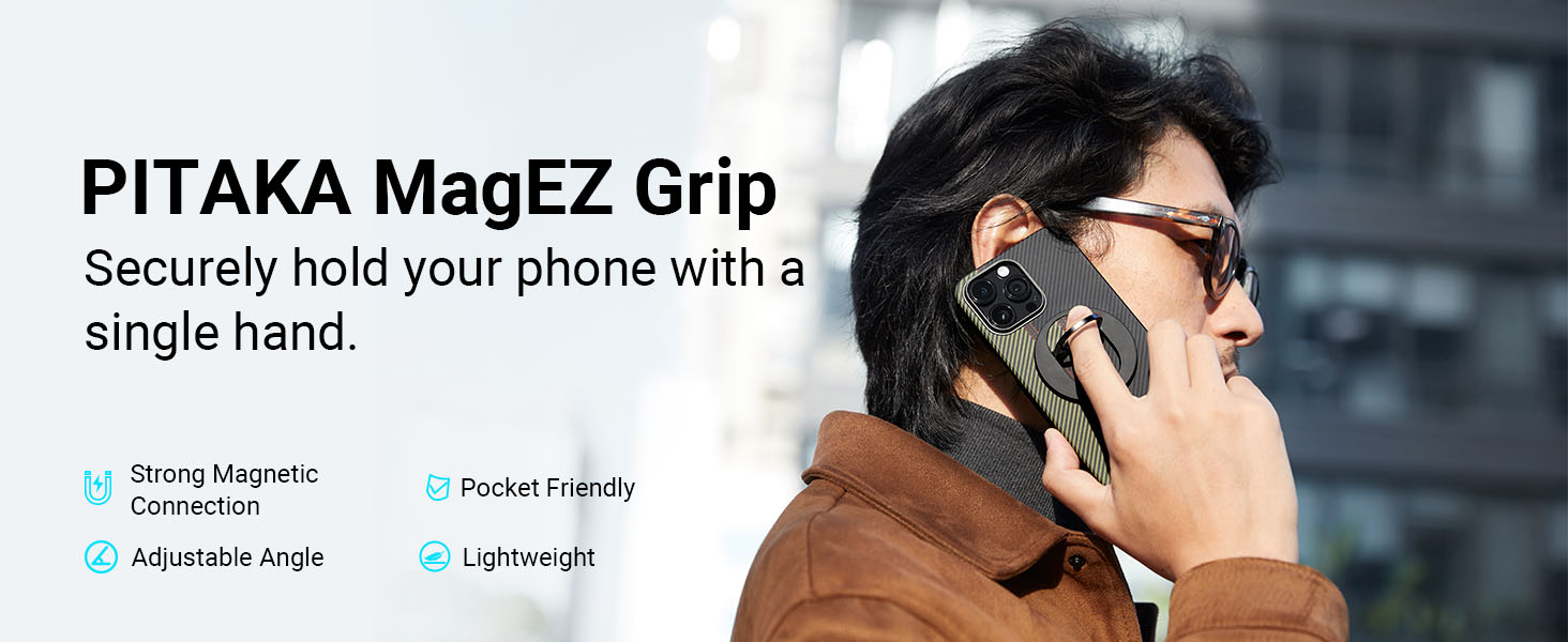 Suport inel Pitaka MagEZ Grip 2, Compatibil cu MagSafe